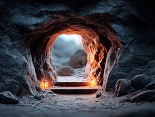 Glowing silver ore discovery inside dark tunnel ai robot exploration 3d rendered environment immersive view