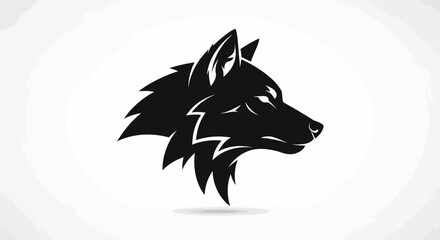 Obraz premium Powerful wolf head silhouette, a symbol of strength, freedom, and wild spirit, perfect for modern branding and design projects seeking impact.