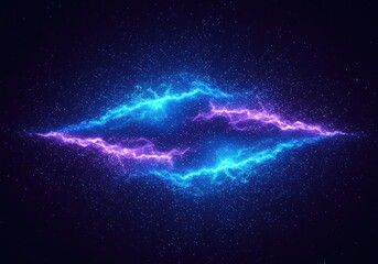 Deep blue and violet cosmic matrix of fluctuating energy waves. Abstract illustration of unknown subatomic particles radiating a vibrant, ethereal glow ,background ,physics ,atmospheric