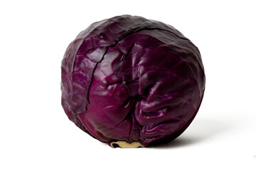 Obraz premium High-resolution photograph of fresh purple cabbage isolate on white, taken with a high-resolution 45MP camera