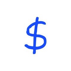 Stylized dollar symbol in blue on white
