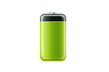 A battery featuring a prominent lightning bolt symbol, isolated on transparent background