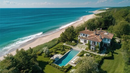 Obraz premium Luxury house with swimming pool and beach access