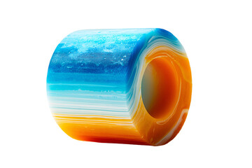 A ring featuring a vibrant blue and orange design, isolated on transparent background
