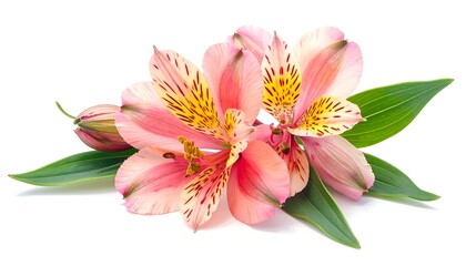 Fototapeta premium Beautiful pink alstroemeria flowers, isolated on white background, perfect for design