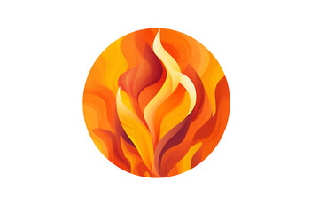 A circular flame is depicted, isolated on transparent background