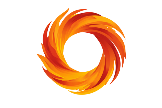 A circular flame is depicted, isolated on transparent background