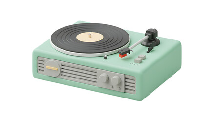 Fototapeta premium 3d vintage turntable isolated on transparent background