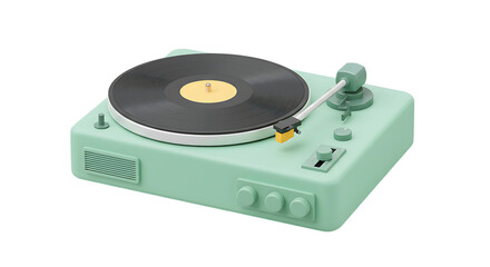 Fototapeta premium 3d vintage turntable record player isolated on transparent background