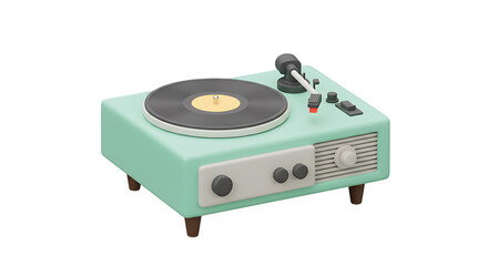 Fototapeta premium 3d vintage turntable isolated on transparent background