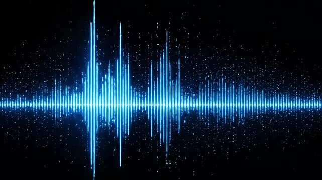 Vibrant blue audio spectrum visualizer pulsating with dynamic energy, perfect for music promotion or sound design projects, a modern, energetic backdrop