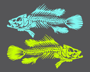Fishbone Artwork fish spine clip art illustration vector print art editable