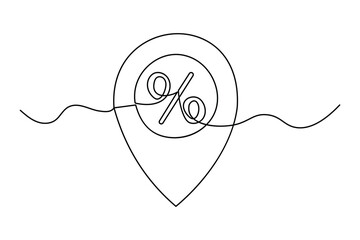 Percent icon continuous one line drawing minimalist outline vector illustration
