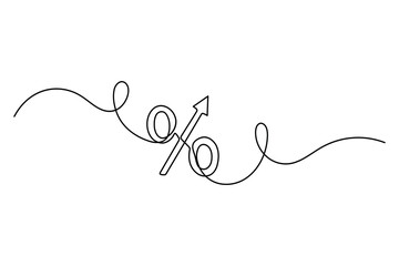 Percent icon continuous one line drawing minimalist outline vector illustration
