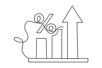 Percent icon continuous one line drawing minimalist outline vector illustration
