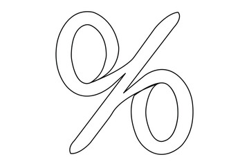 Percent icon continuous one line drawing minimalist outline vector illustration
