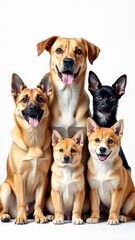 A gathering of canines sitting side by side, perfect for pet-related or friendship-themed projects