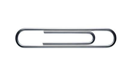 Silver paperclip isolated on transparent background