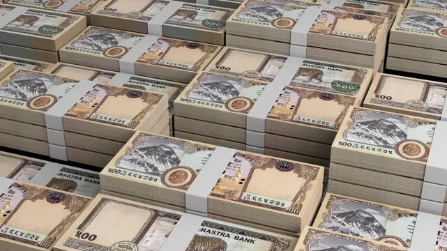 Nepal 500 Rupee Horizontal 3D Animation ? Realistic Financial Motion, Economy, Banking, Business Investment, and Currency Exchange Concept Visualization