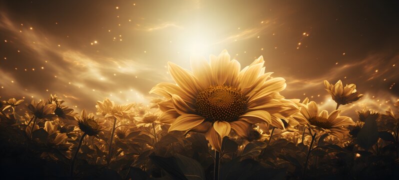 silhouette of sun flower,generative AI
