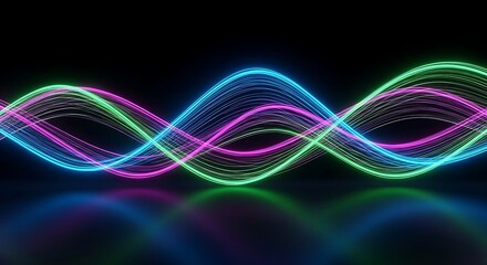 Neon wave lines with blue, green and purple color