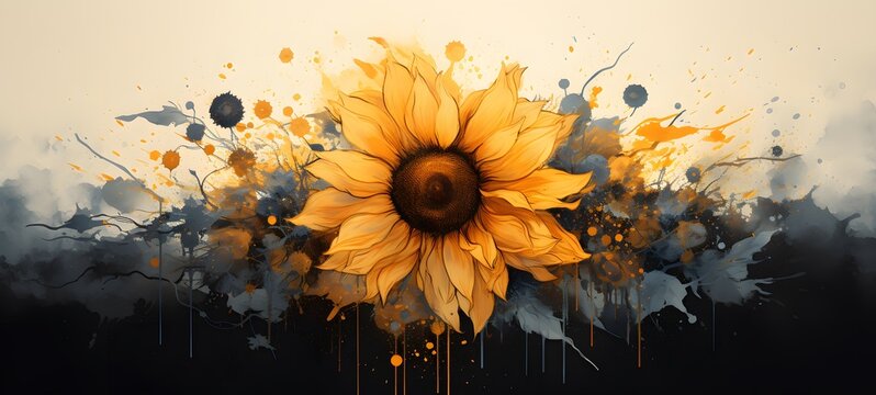 silhouette of sun flower,generative AI