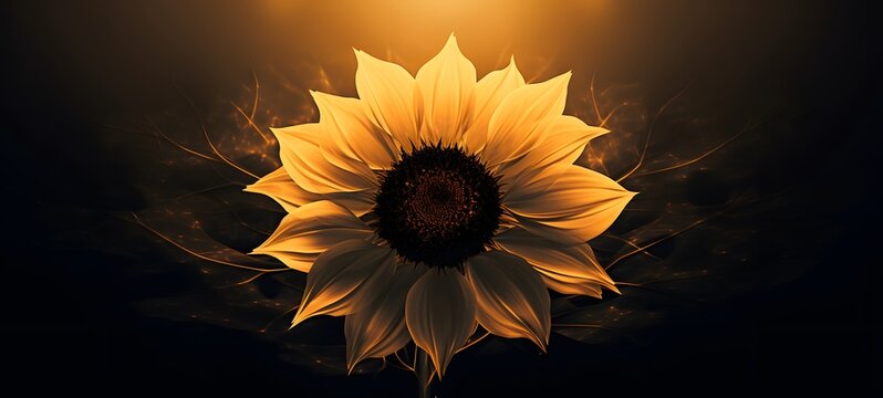 silhouette of sun flower,generative AI