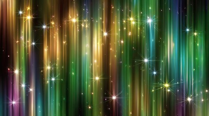 Colorful Vertical Light Stripes with Glittering Stars and a Soft Glow for Abstract Backgrounds and Designs