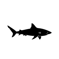 Fototapeta premium Silhouette of a shark swimming in the ocean.