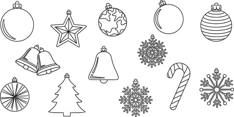 Fototapeta premium Festive collection of hand-drawn Christmas ornaments and holiday symbols