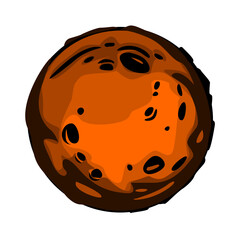 Illustration of an orange asteroid