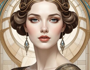 Portrait of an elegant woman with intricate hair and jewelry