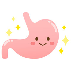キラキラ輝いている可愛い胃のイラスト