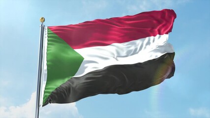 4K Sudan flag waving in the wind - realistic Sudan flag animation in high resolution, perfect for Sudan national day, independence, travel and patriotic video projects