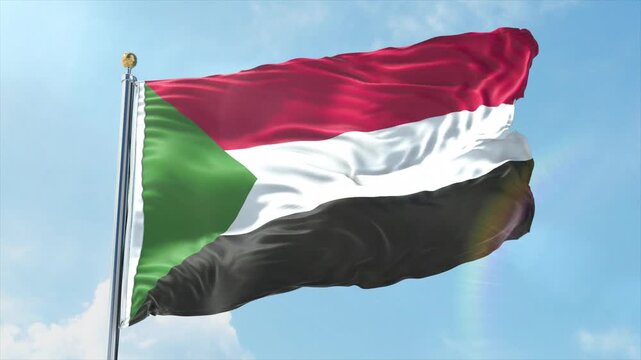 4K Sudan flag waving in the wind - realistic Sudan flag animation in high resolution, perfect for Sudan national day, independence, travel and patriotic video projects