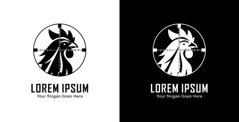 Logo design in the shape of a jungle fowl's head that is in the shot