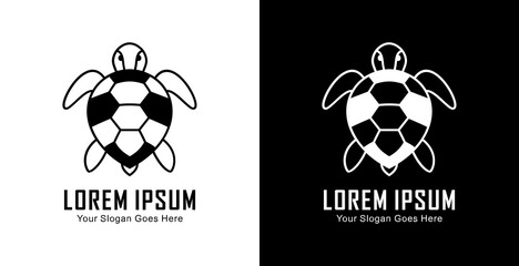 Turtle shaped logo design with semi modern line art style
