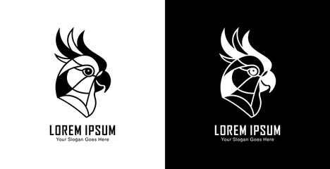 Bird of Paradise head logo design with semi-modern line art style