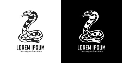 Logo design in the form of a standing cobra with a modern semi-line art style