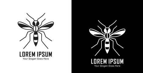 Mosquito shaped logo design with semi modern line art style