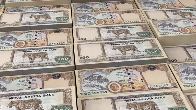 Nepal 500 Rupee Banknote Horizontal 3D Animation ? Realistic Currency Flow, Finance, Business, Economy, Investment, and Banking Concept Visualization