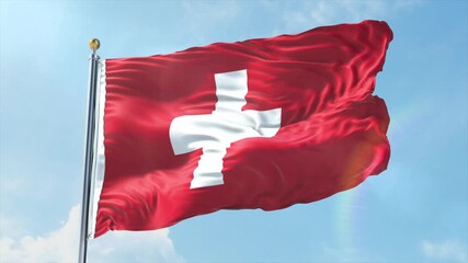 4K Switzerland flag waving in the wind - realistic Switzerland flag animation in high resolution, perfect for Switzerland national day, independence, travel and patriotic video projects