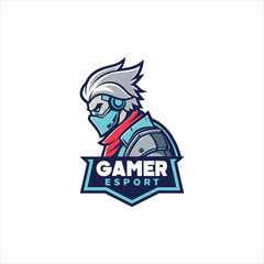 Futuristic Gamer Esport Mascot Logo – Cyber Warrior Character Design for Gaming Team