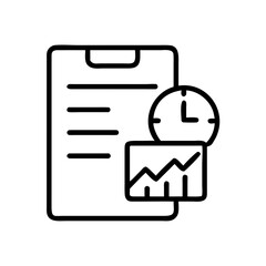 Obraz premium Chart and clock on clipboard representing concept of productivity 