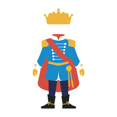 Royal Outfit with Crown – Isolated Red Suit and Royalty Attire in Simple Graphic Design, Vector Illustration for Costume, Fantasy, Fairytale or King Character