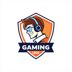 Modern Esports Gamer Mascot Logo with Headphones and Sunglasses for Gaming Team or Streamer Brand
