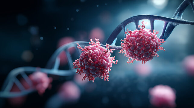 DNA sequencing contribution to oncology visualization faceless genetic composition defocused molecular background identifying cancer driver mutations genetic testing concept