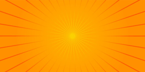 Orange Sunburst Pattern Background. Rays. Radial. Summer Banner. Vector Illustration