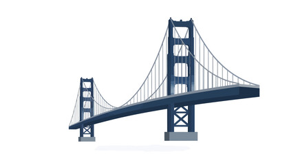 Obraz premium Illustration of a blue suspension bridge on a white background