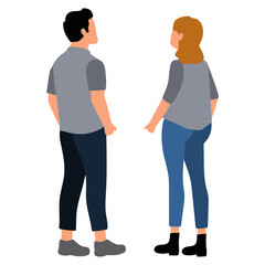Fototapeta premium Man and Woman Looking Up Illustration